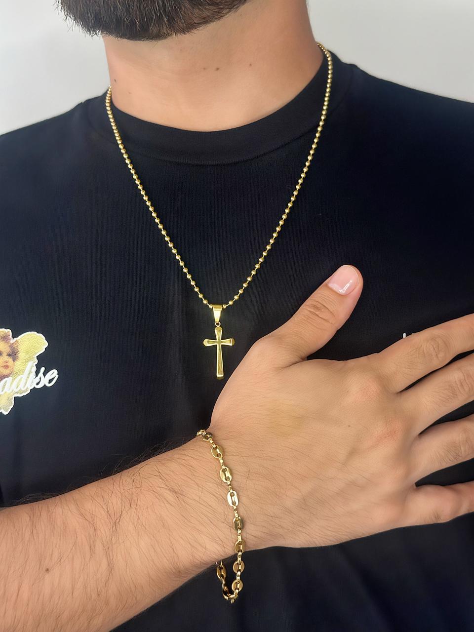 Combo Cadena Militar y Pulsera Gucci + Dije de Cruz