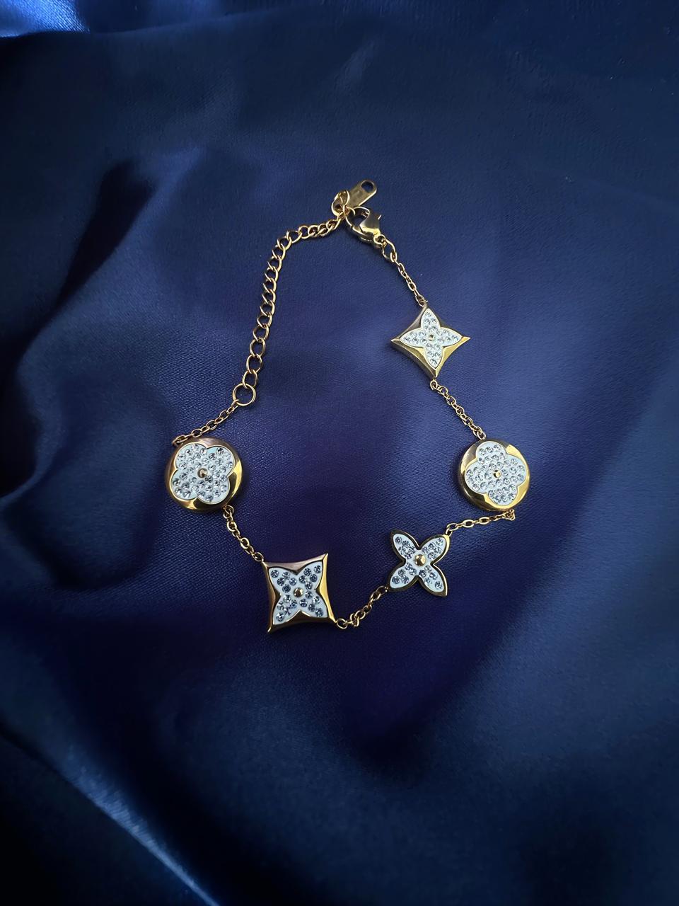 Pulsera Trebol Piedras Mujer