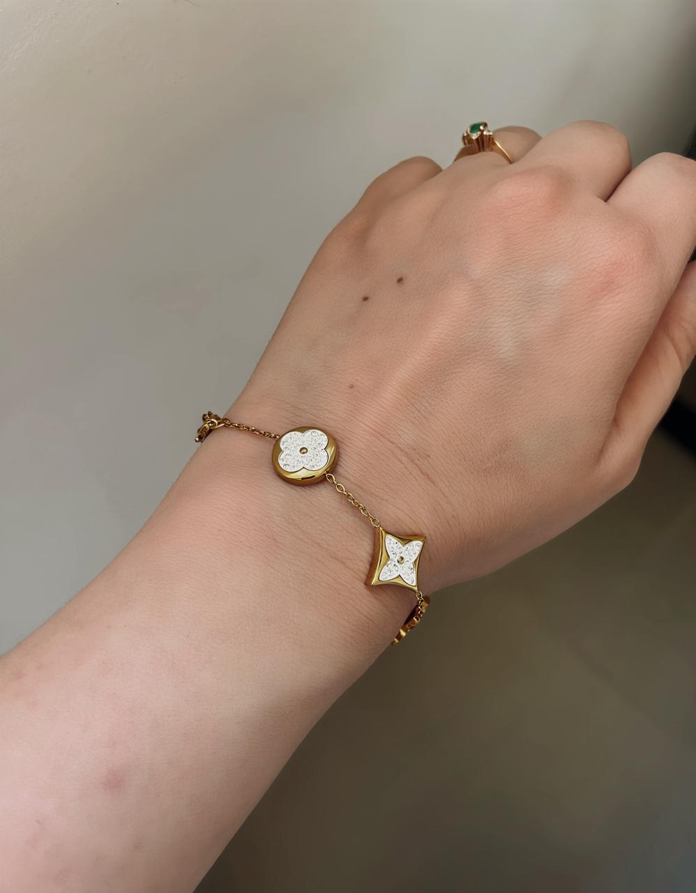 Pulsera Trebol Piedras Mujer
