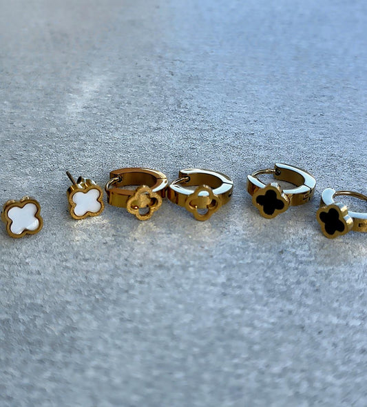 Combo pulsera y aretes trébol
