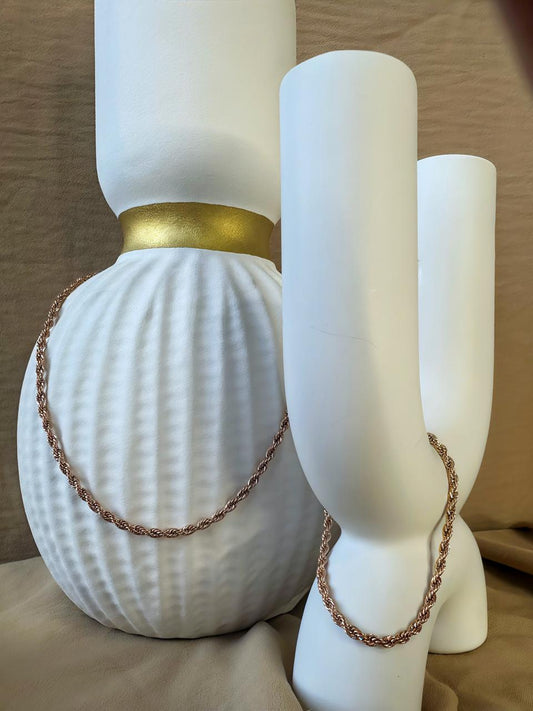 Combo cadena y pulsera Lazo Oro Rosado