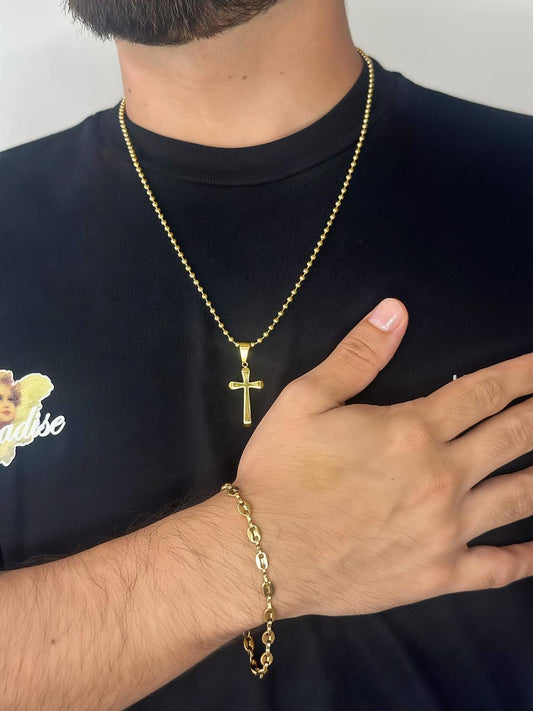 Combo Cadena Militar y Pulsera Gucci + Dije de Cruz
