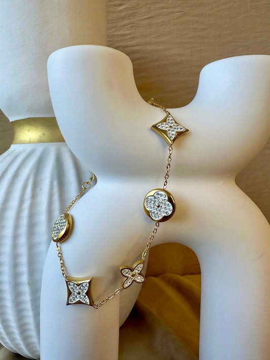 Pulsera Trebol Piedras Mujer